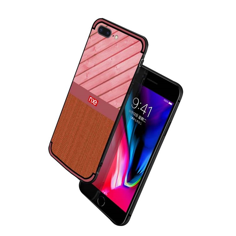NXE Wood and Jeans Texture TPU Mobile Phone Case for iPhone 8 Plus / 7 Plus - Red-2