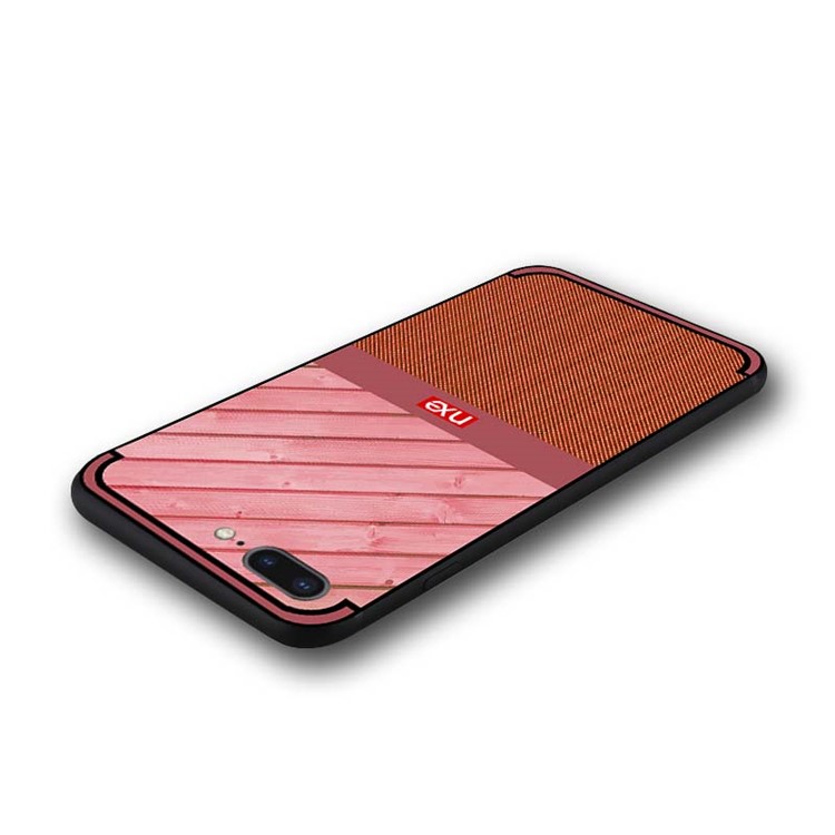 NXE Wood and Jeans Texture TPU Mobile Phone Case for iPhone 8 Plus / 7 Plus - Red-3