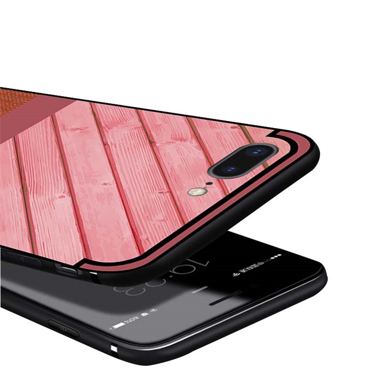 NXE Wood and Jeans Texture TPU Mobile Phone Case for iPhone 8 Plus / 7 Plus - Red-5