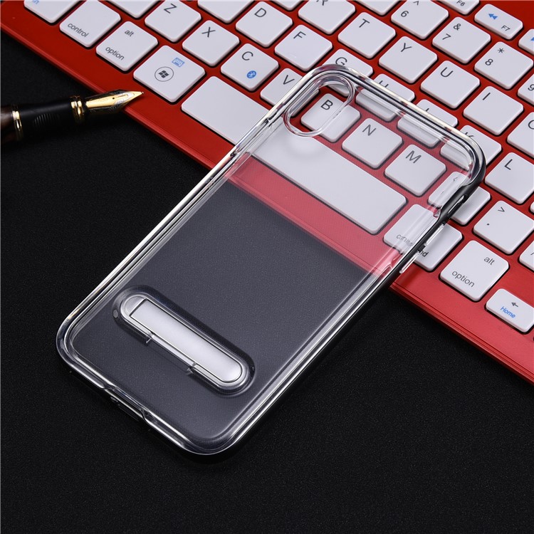 Clear Back PC + TPU Hybrid Case with Kickstand for iPhone X/10 - Black-1