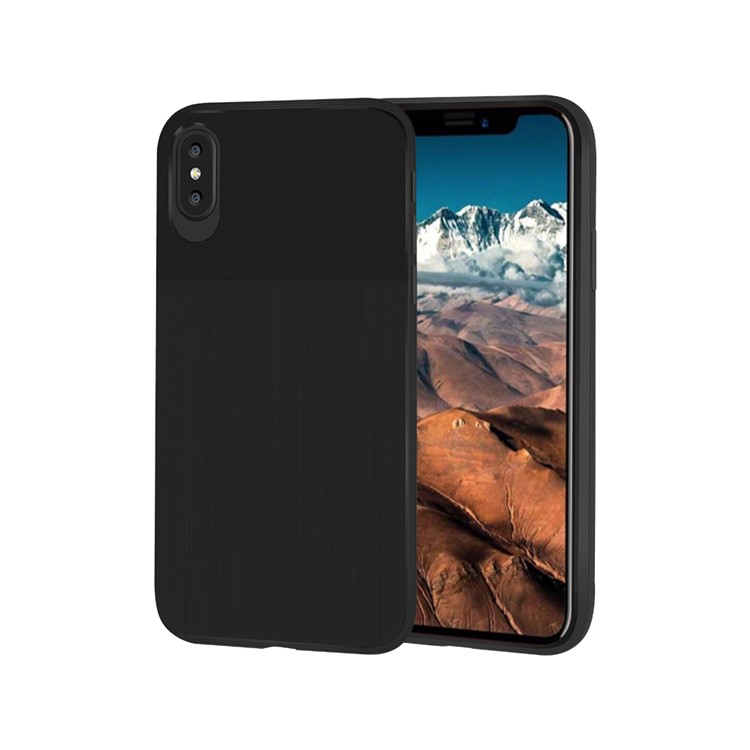 Matte and Brushed PC Back + TPU Bumper Frame Hybrid Case for iPhone X - Black-1