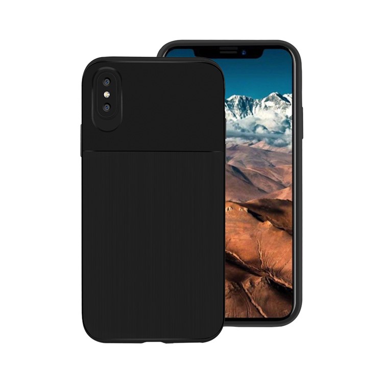 Matte and Brushed PC Back + TPU Bumper Frame Hybrid Case for iPhone X - Black-2