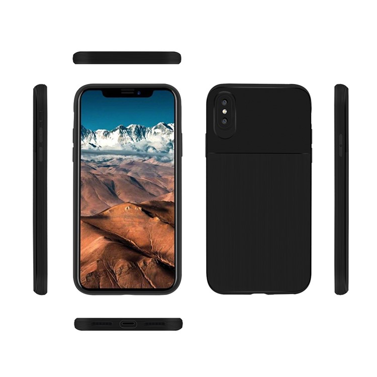 Matte and Brushed PC Back + TPU Bumper Frame Hybrid Case for iPhone X - Black-3