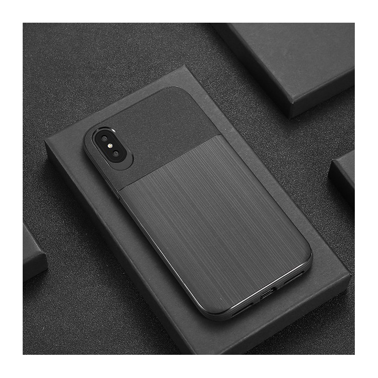 Matte and Brushed PC Back + TPU Bumper Frame Hybrid Case for iPhone X - Black-4