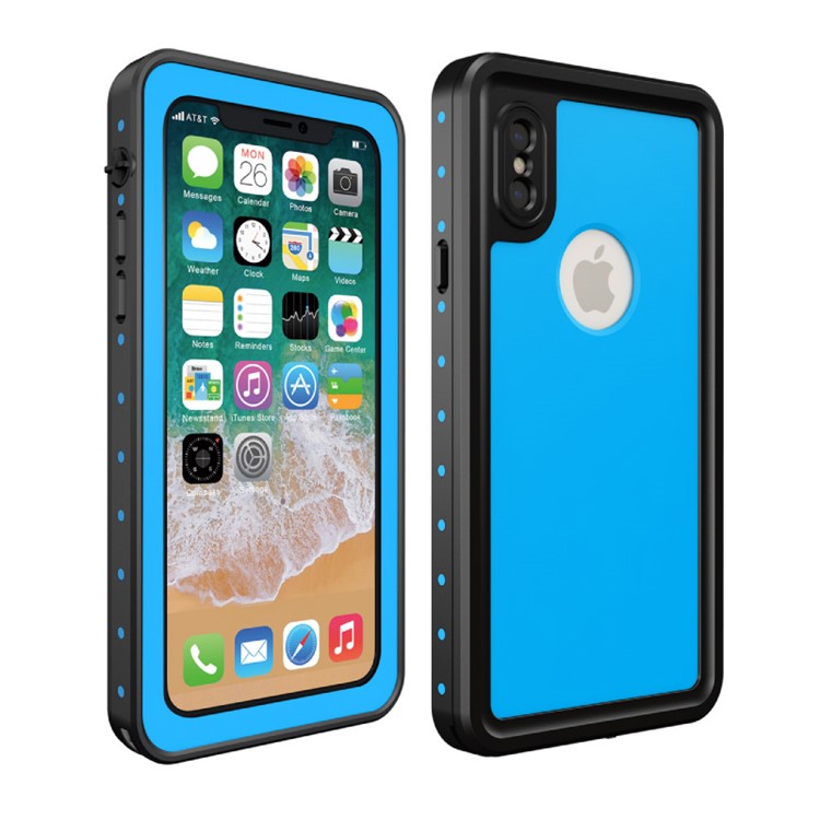 

Little Dots PC + TPU IP68 Waterproof Shell for iPhone X/10 Snow-proof Dust-proof Shockproof Cover - Blue