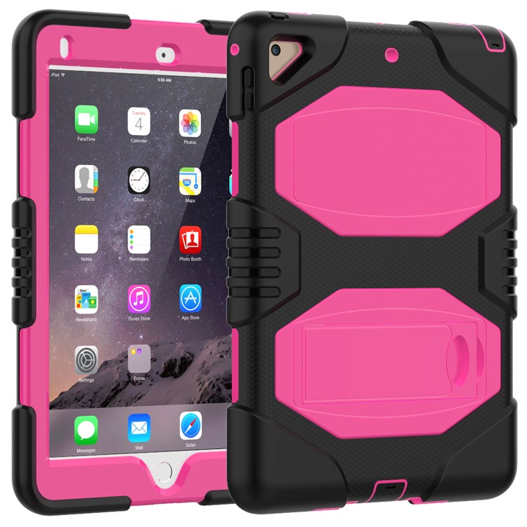 

For iPad Air 2 PC + Silicone Armor Defender Kickstand Case Accessory - Rose