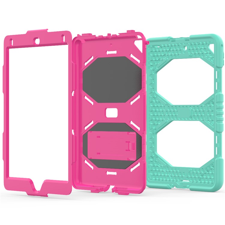 Kickstand PC + Silicone Hybrid Case Armor Defender for iPad 9.7-inch (2017) - Green + Rose-5