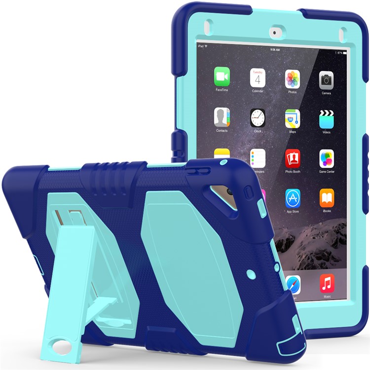 

Броня Защитник PC + Силиконовый Гибридный Чехол С Подставкой Для Ipad 9,7-inch (2017) - Синий + Голубой, iPad 9.7-inch (2017)