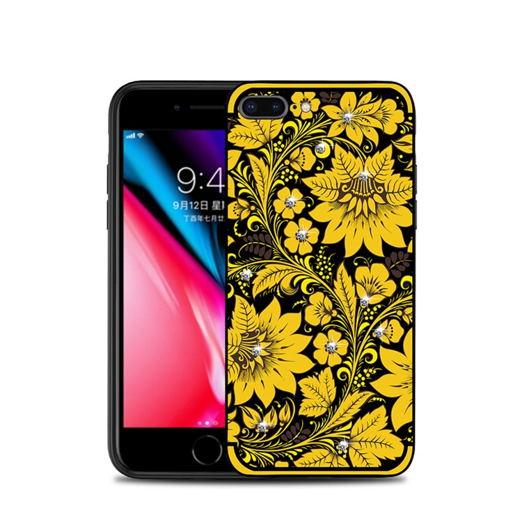 10Pcs/Set NXE Diamonds Decor Autumn Pattern TPU Back Case for iPhone 8 Plus / 7 Plus - Style A-1