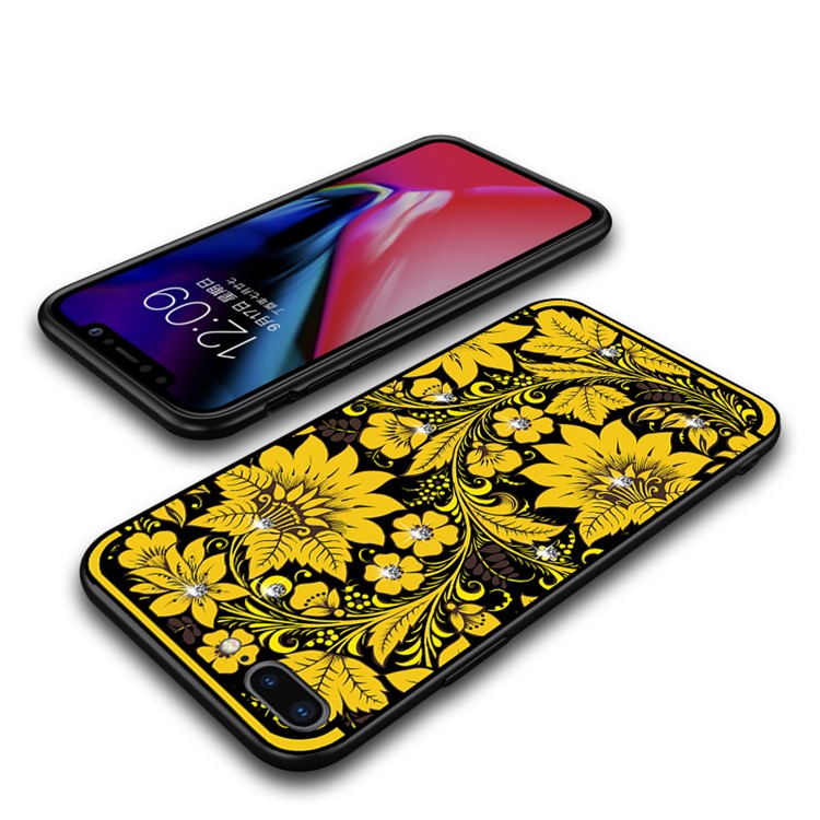 10Pcs/Set NXE Diamonds Decor Autumn Pattern TPU Back Case for iPhone 8 Plus / 7 Plus - Style A-5