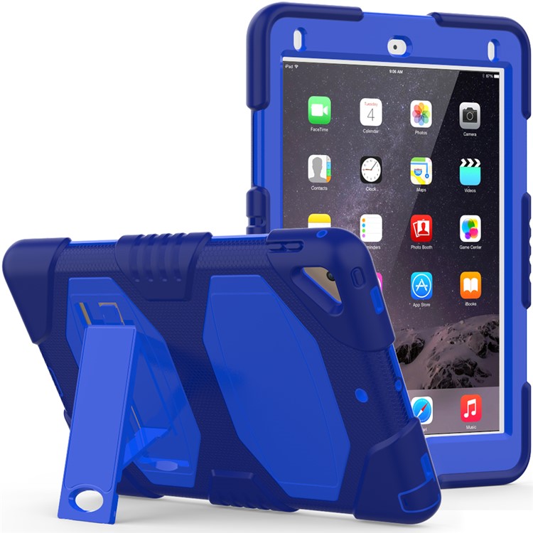 

Броня Защитник Подставка ПК Силиконовая Крышка Планшета Для Ipad Pro 9,7 Дюйма (2016) - Синий + Синий, iPad Pro 9.7 (2016)