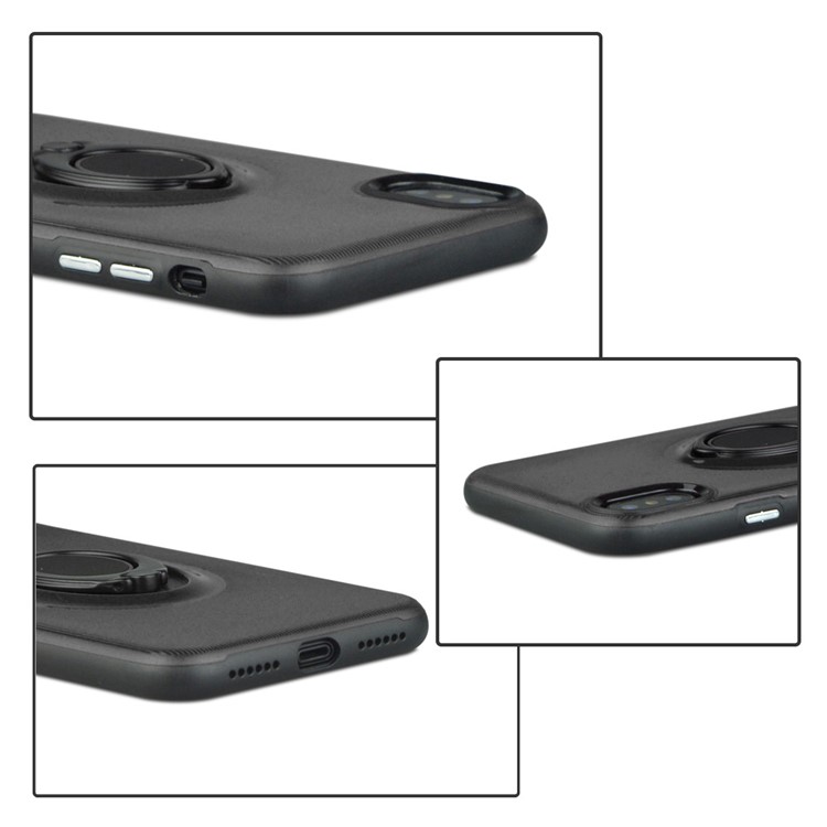 ANGIBABE Vertical Stripe Texture TPU PC Hybrid Case with Ring Holder Kickstand for iPhone X / 10 5.8 inch - Black-5
