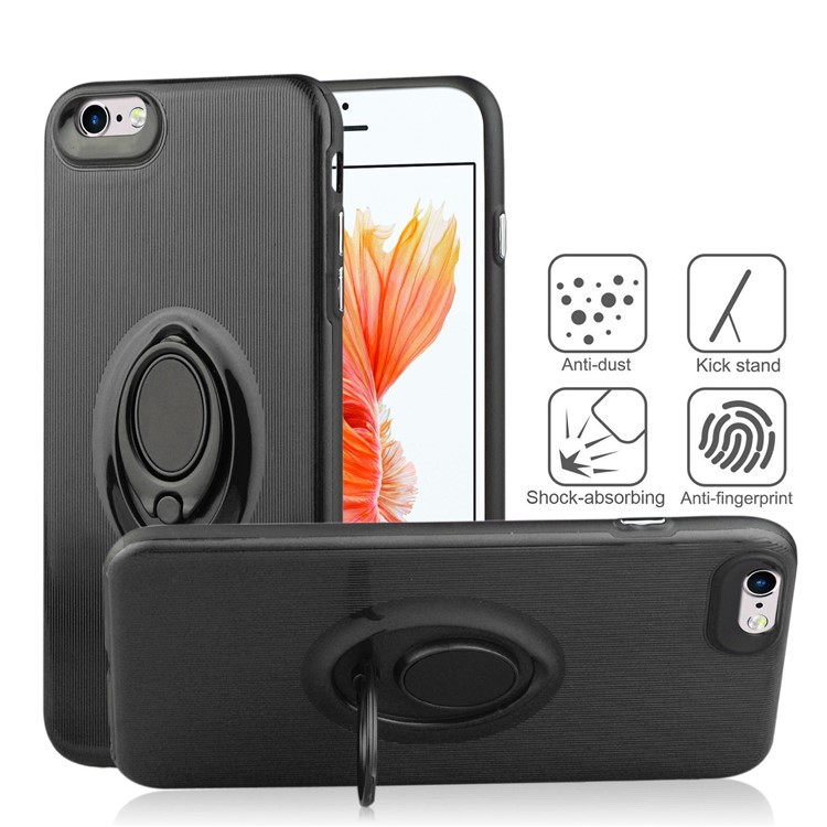 ANGIBABE Vertical Stripe TPU PC Hybrid Kickstand Case for iPhone 6s Plus / 6 Plus - Black-1