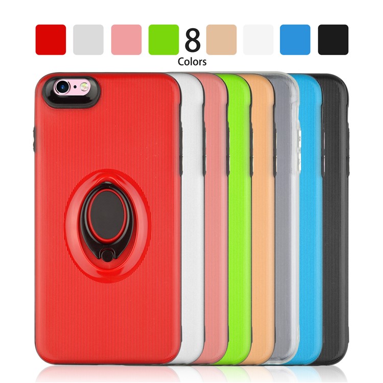 ANGIBABE Vertical Stripe TPU PC Hybrid Kickstand Case for iPhone 6s Plus / 6 Plus - Black-8