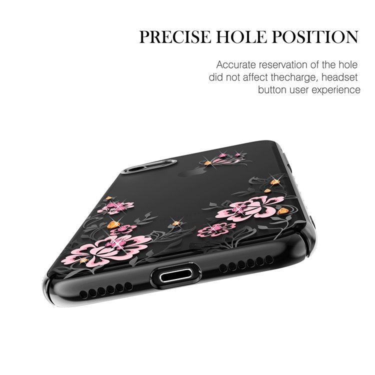 KAVARO Authorized Swarovski Diamond Decor Flowers Butterflies Plated PC Cover for iPhone 8 / 7 - Black-6