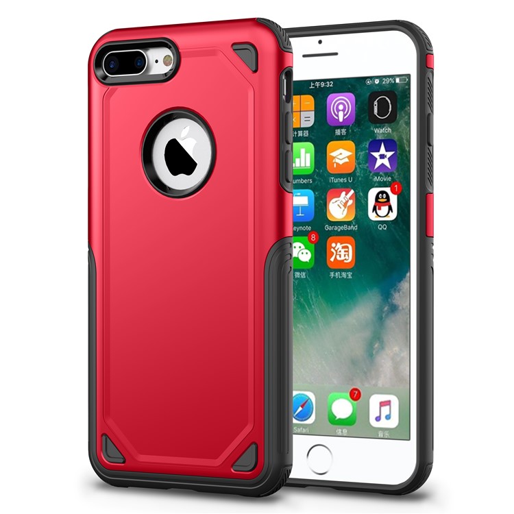 Прочный бронзовый пластик + гибридный защитный чехол tpu для iphone 8 plus / 7 плюс - красный