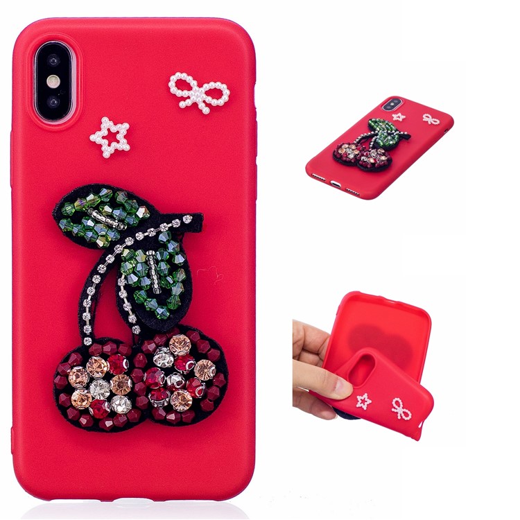 

Cute Christmas Theme 3D Figure Patterned TPU Casing for iPhone XS/X 5.8 inch - Crystal Cherry