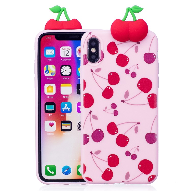 

Cute 3D Figure Patterned TPU Phone Case for iPhone XS / X/10 5.8 inch - Cherry