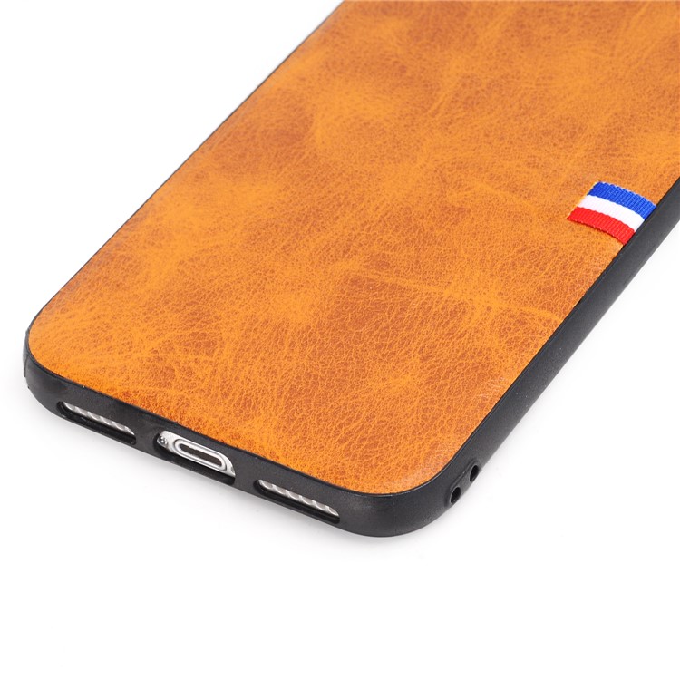 Vintage Louco Cavalo PU Couro Revestido TPU Capa Protetora Para Iphone X / 10 - Castanho-3