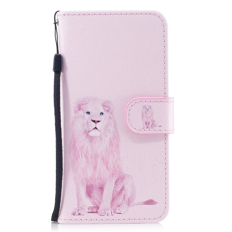 

Pattern Painting Cross Texture Leather Wallet Stand Case for iPhone X - Lion