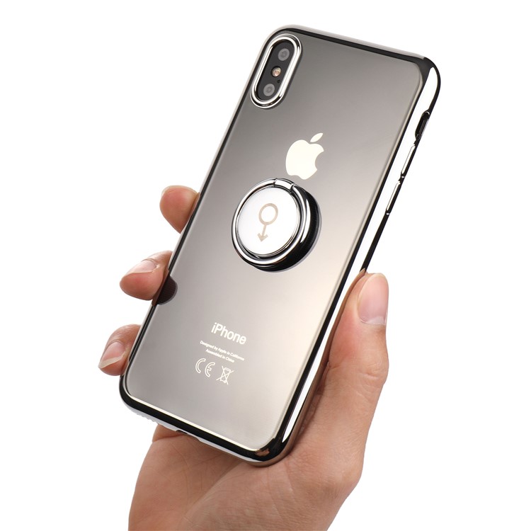 

CAFELE Electroplated TPU Mobile Cover with Kickstand for iPhone XS / X 5.8 inch - Silver