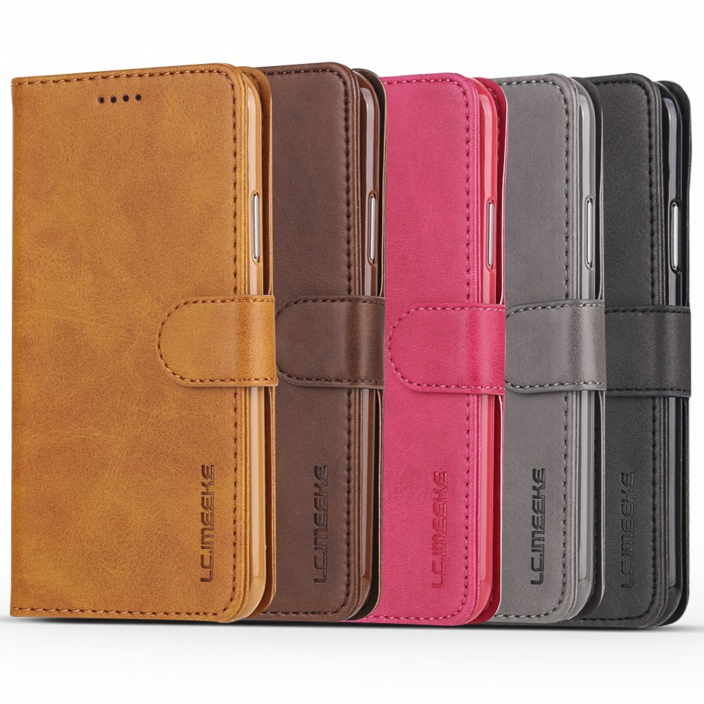 LC.IMEEKE Wallet Stand Leather Protective Case for iPhone X/10 - Black-11