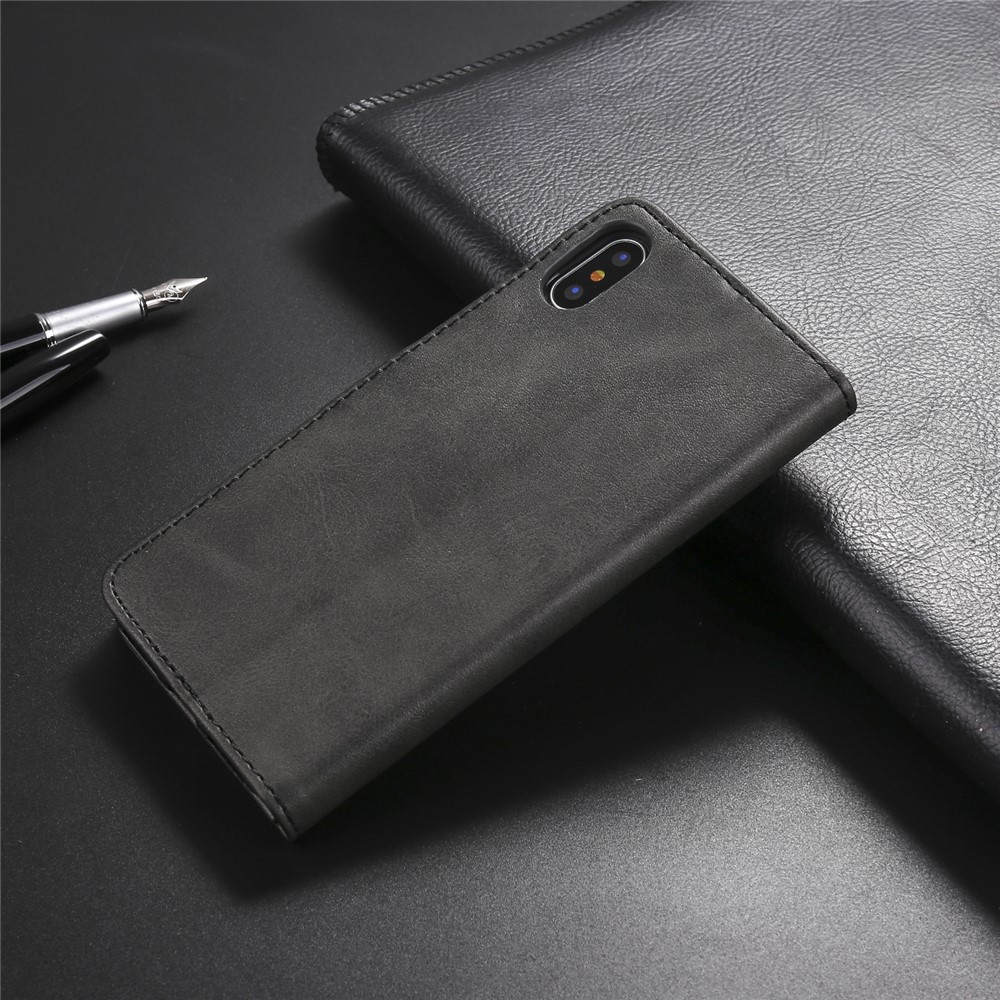 LC.IMEEKE Wallet Stand Leather Protective Case for iPhone X/10 - Black-9