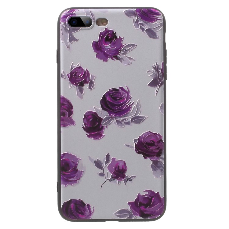 

Embossment Pattern Printing TPU Phone Shell for iPhone 8 Plus / 7 Plus 5.5 inch - Purple Flower