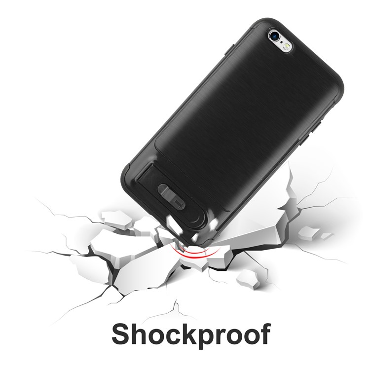 ANGIBABE Brushed Kickstand TPU+PC Hybrid Case with Card Slot for iPhone 6s Plus / 6 Plus - Black-6