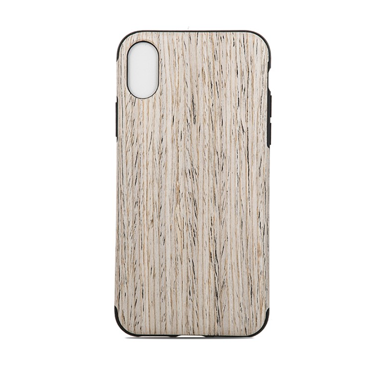 

Wood Texture PU Leather Coated TPU Case for iPhone XS / X 5.8 inch - Grey, iPhone Xs