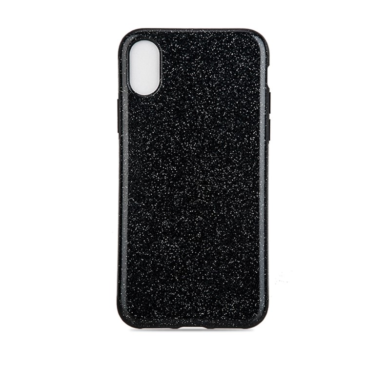 

For iPhone XS/X 5.8 inch Flash Powder PU Leather Coated TPU Shell - Black