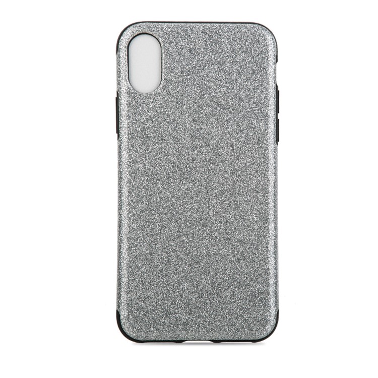 

For iPhone XS/X 5.8 inch Flash Powder PU Leather Coated TPU Case - Silver