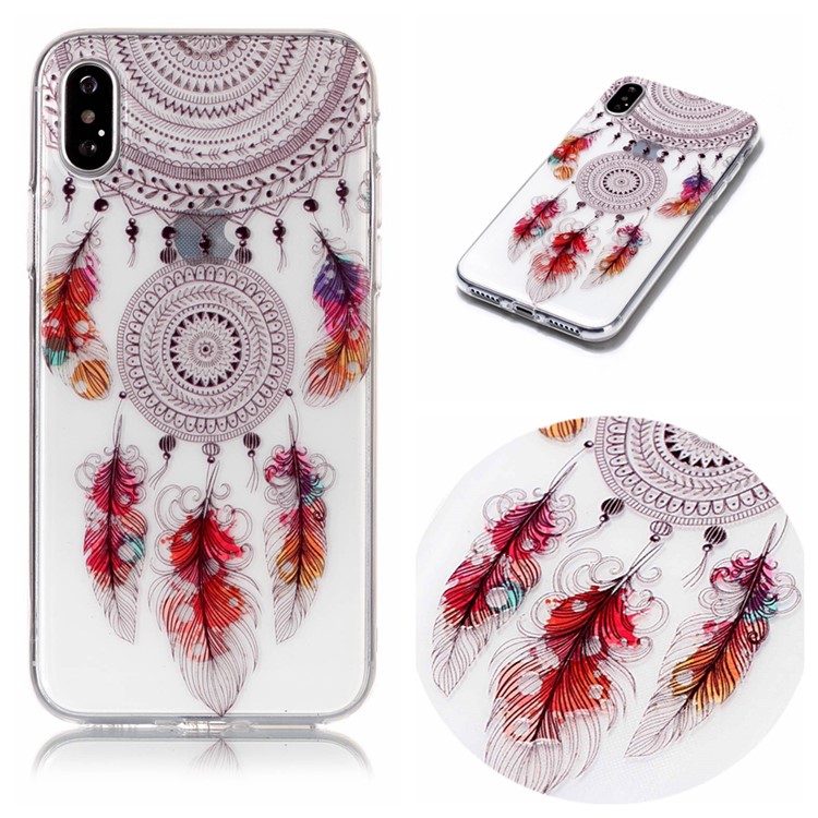

Pattern Printing Embossed TPU Flexible Case for iPhone XS/X 5.8 inch - Dream Catcher