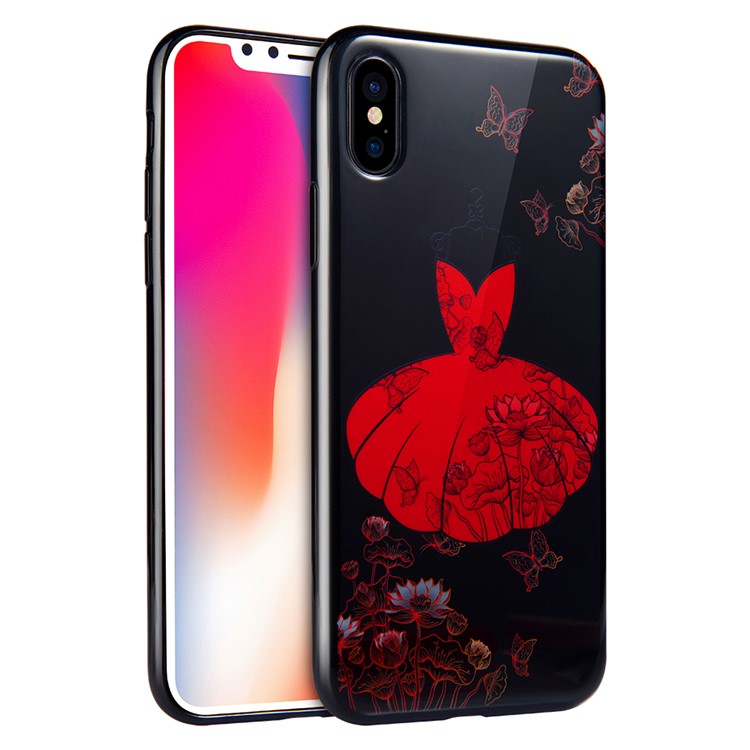 

SULADA Elegant Dress Pattern IML/IMD TPU Mobile Cover for iPhone XS/X 5.8 inch - Black, iPhone X