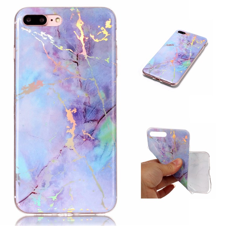 Marmormuster Kolorierte Galvanisierte TPU-Handyfall Für Iphone 8 Plus / 7 Plus - Lila-1