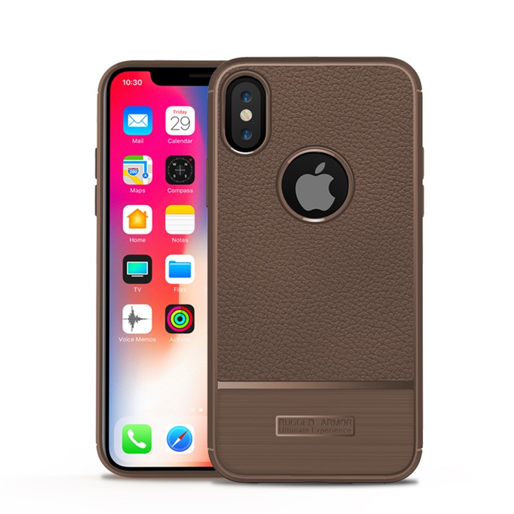

Litchi Texture Корпус Для Мобильного Телефона TPU Для Iphone X / 10 5.8 Inch - Коричневый