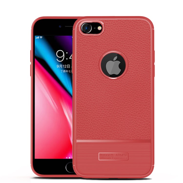 

Litchi Texture TPU Mobile Phone Case for iPhone 8 / 7 4.7 inch - Red, iPhone 8 4.7 inch