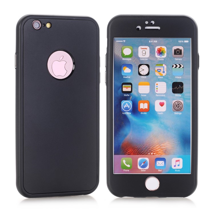Flexible TPU 360 Degree Full Protection Phone Cover for iPhone 6s / 6 - Black-1