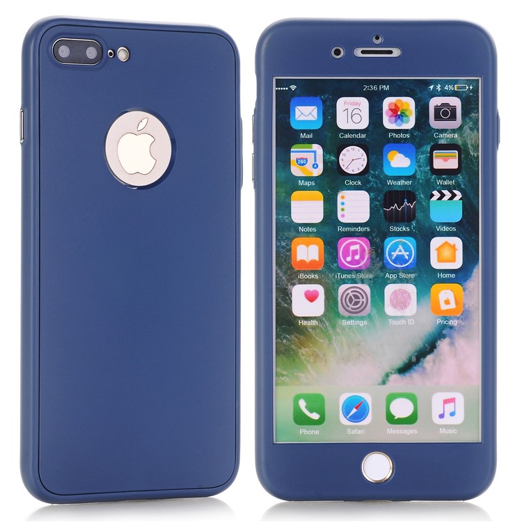 

For iPhone 8 Plus 5.5 inch Detachable TPU Front Frame + Back Cover - Dark Blue