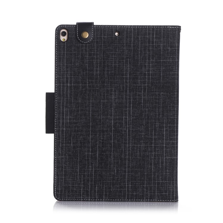 Splicing Cloth Texture PU Leather Wallet Stand Case with Strap for iPad Pro 10.5 (2017) - Black-3