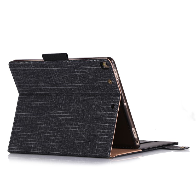 Splicing Cloth Texture PU Leather Wallet Stand Case with Strap for iPad Pro 10.5 (2017) - Black-7