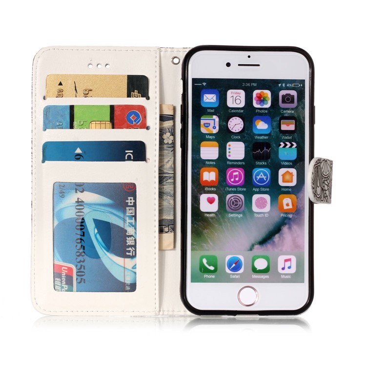 Embossed Pattern Leather Wallet Stand Case for iPhone 8 / 7 4.7 inch - Sugar Skull-8