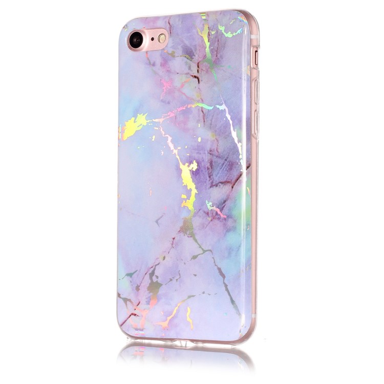 Marble Pattern Electroplated TPU Back Case for iPhone SE 2nd Gen (2020)/8/7 - Purple-4