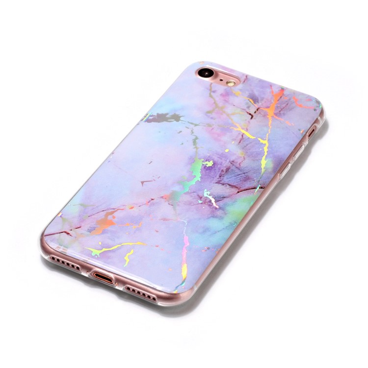 Marble Pattern Electroplated TPU Back Case for iPhone SE 2nd Gen (2020)/8/7 - Purple-5