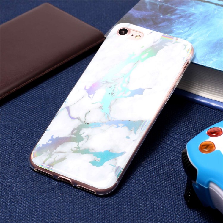 Мраморный Узор С Гальванической Отделкой ТПУ Гель Задняя Крышка Для Iphone 8/7 - Белый-6
