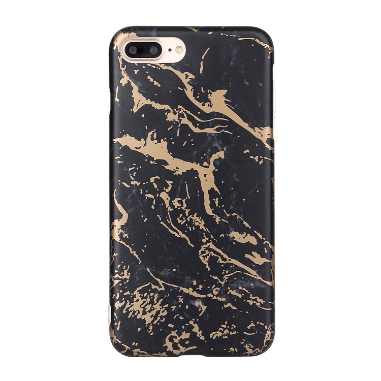 

Matte Lacquered Marble Pattern Fashion TPU Soft Cover for iPhone 8 Plus / 7 Plus 5.5 inch - Gold / Black