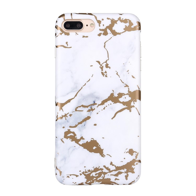 

Fashion Marble Pattern Matte Lacquered Soft TPU Case for iPhone 8 Plus / 7 Plus 5.5 inch - Gold / White