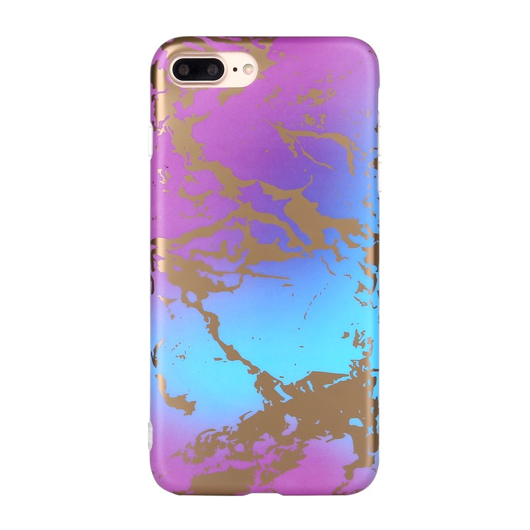 

Matte Lacquered Marble Pattern Fashion TPU Casing for iPhone 8 Plus / 7 Plus 5.5 inch - Gold / Purple