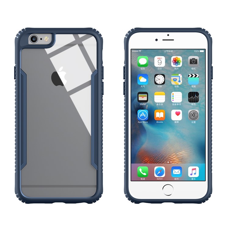 

Мягкий TPU + Закаленный Стеклянный Комбинированный Корпус Для Мобильного Телефона Для Iphone 6s / 6 - Синий