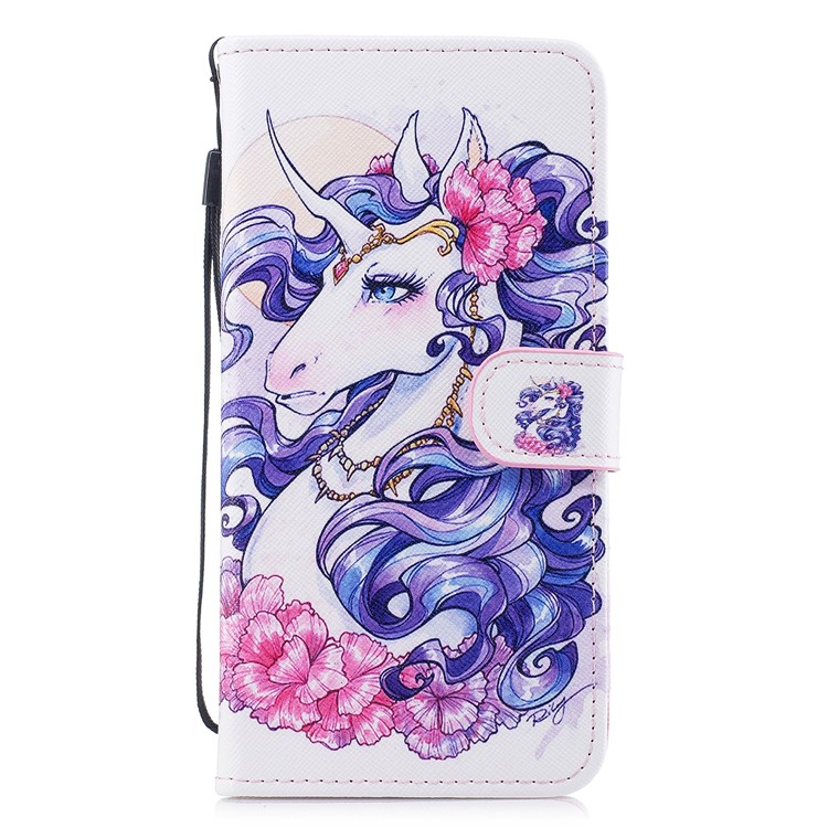 

Pattern Painting Cross Texture Leather Wallet Stand Case for iPhone 8 Plus / 7 Plus 5.5 inch - Beautiful Unicorn
